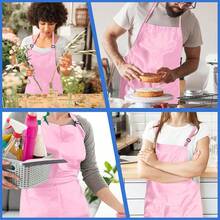 4 Pack Chef Apron, Adjustable Apron With 2 Pockets, Unisex Personalised Apron For CooFKing, Kitchen, Restaurant,Pink - 粉紅色的 - 查看 8