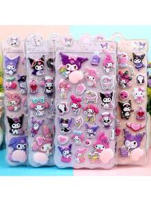 Gukha, Y2K, Transparent, Reusable/Self-Adhesive, Sweet Girl/Minimalist Aesthetic/Butterfly/Animal Pattern Stickers For Phone, Notebook, Water Bottle, Car, DIY Planner, Thick Soft Comfortable Bottom Squeeze Relax Stickers Cartoon Stickers (Some Styles May Have Color Differences, Random Delivery) - Multicolor - View 7