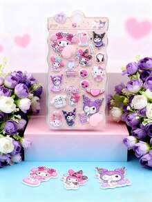 Gukha, Y2K, Transparent, Reusable/Self-Adhesive, Sweet Girl/Minimalist Aesthetic/Butterfly/Animal Pattern Stickers For Phone, Notebook, Water Bottle, Car, DIY Planner, Thick Soft Comfortable Bottom Squeeze Relax Stickers Cartoon Stickers (Some Styles May Have Color Differences, Random Delivery) - Multicolor - View 4