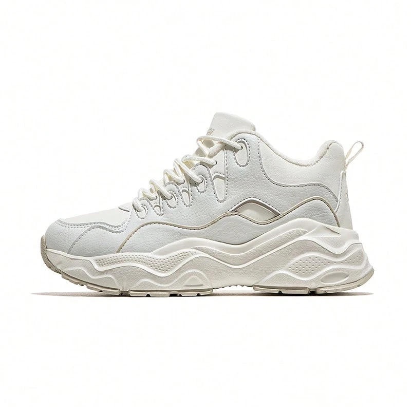 CAMEL CROWN Zapatos deportivos casuales para mujer, antideslizantes, con forro de lana, cálidos, con suela gruesa, amortiguación de impactos, de caña alta, adecuados para actividades al aire libre, senderismo y acampada en otoño/invierno - Arroz/ceniza de arroz - Ver 1