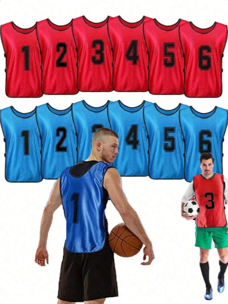 4pcs/Set Competitive Training Jerseys, Sports Training Uniforms - Team Competitive Training Jerseys, Football Jerseys, Competitive Training Vests, Basketball, American Football, Baseball Team Training Jerseys - Durable, Lightweight, Quick-Dry Training Jerseys, Suitable For Sports Teams And Club Team Building And Promotion Activities, Basketball/American Football Training Numbered Jerseys - Multicolor - View 1