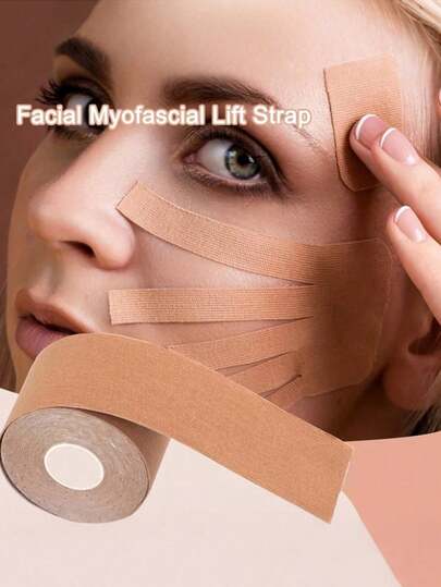 1片面部提拉胶带，亲肤透气，减少面部皱纹，肌肉支撑V型提拉胶带（2.5*5厘米/0.98*1.96英寸）