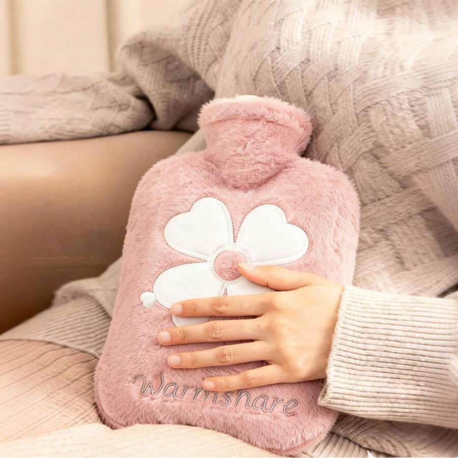 Plush Hot Water Bottle, Double-Layer Removable And Washable Hot Water Bottle, Suitable For Warming Abdomen, Body And Hands, Can Also Be Used For Office Hand And Foot Warming, Relieving Menstrual Pain, Can Be Used As A Hand Warmer And Foot Warmer, Ideal Christmas Gift And Back-To-School Gift. - Multicolor - View 1