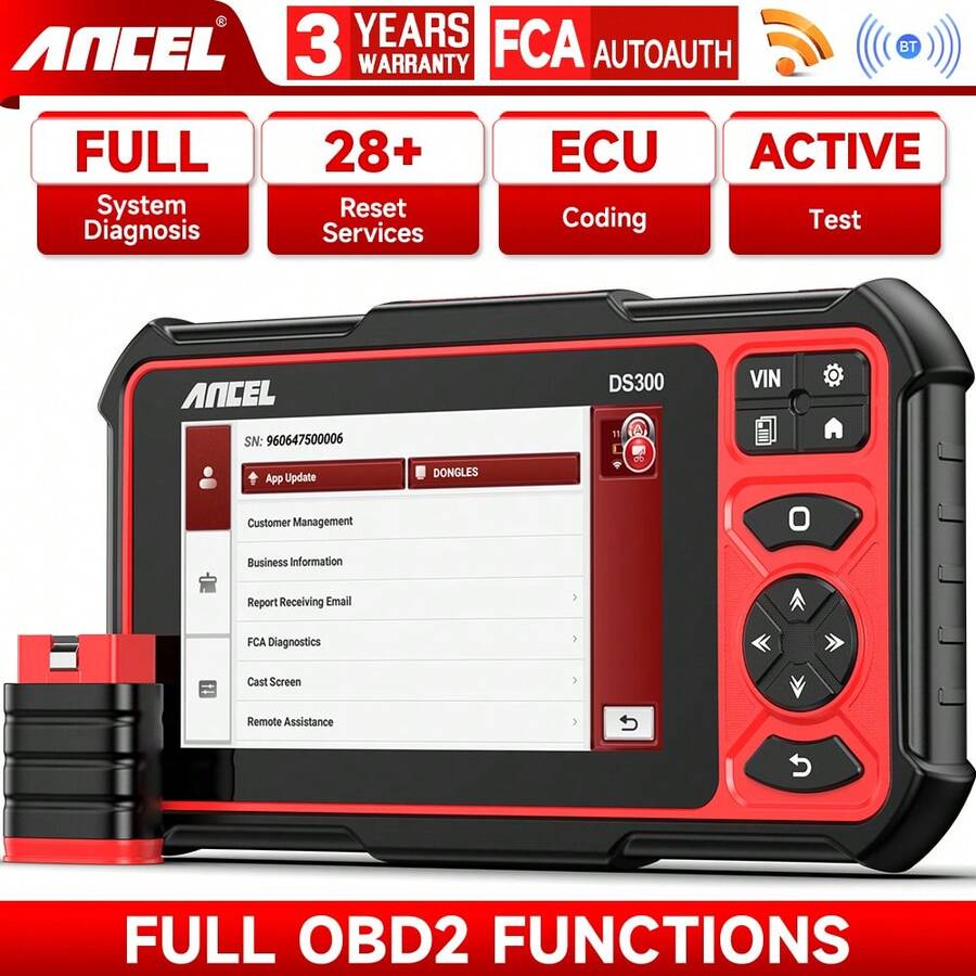 ANCEL DS300 OBD2 Scanner Full System Bi-Directional Scan Tool ECU Key Coding Tool With 30 Reset A/F Adjust DPF TPMS Scanner For All Cars,Supports Lifetime Free WiFi Updates - DS300 - View 1