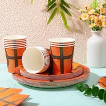 Set de tacâmuri de unică folosință cu tematică de baschet, include farfurii de hârtie de 7/9 inch, pahare de hârtie, șervețele de hârtie, potrivit pentru petreceri de ziua de naștere, festivaluri, întâlniri, sărbători, nunți, absolviri și alte articole de petrecere de unică folosință - Multicolor - Vizualizare 3