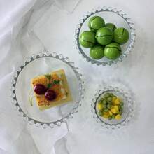Sizikato 2 cuencos de postre de cristal transparente con bordes de cuentas cuenco de salsa de 3.3 pulgadas - Transparente - Ver 3