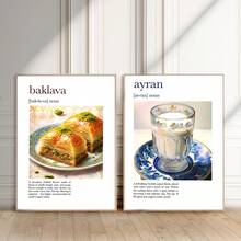 4PCS Kitchen Posters Traditional Turkish Print Bar Wall Art,Coffee Cay Tea Baklava,Islamic Wall Art,Wall Decoration Premium Paper,Canvas Art Wall, Room Poster, Home Decoration,Room Decoration Supplies, Bedroom, Living Room Decoration, Optional Frame - 4PCS - View 9