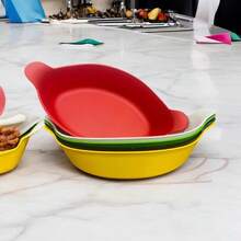 Set Of 10 Matte Plastic Boat-Shaped Appetizer Dishes (600ml) For Snack Bars And Restaurants - Yellow - View 3