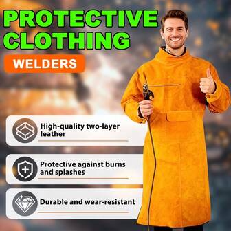 Welding Protective Clothing Welder's Work Clothes Anti-Scald Cowhide Welder Apron Welding Argon Arc Heat Insulation Anti-Scald Flame-Retardant Apron