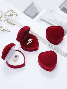 1 pièce Boîte de rangement et d'affichage de bijoux en couleur aléatoire - Rouge foncé - Voir 5