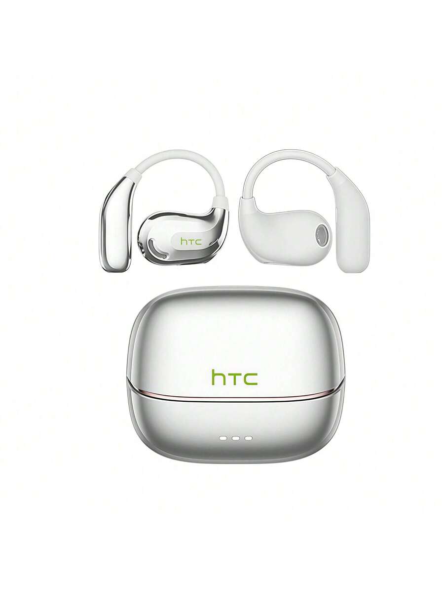 HTC Auriculares Bluetooth abiertos NE18: audio espacial de nivel VR, Dolby Atmos, batería de larga duración, resistencia al agua y al sudor con clasificación IP, imprescindibles para viajes de negocios. - Plateado - Ver 1