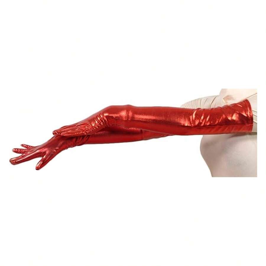 Women's Shiny Metallic Spandex Gloves - Multicolor 339 - View 1