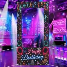 1pc Neon Flashing Birthday Photo Frame With "Happy Birthday" Text, Birthday Photography Celebration, Event Photography, Party Banner Background, Photo Booth Prop - Multicolor - View 4