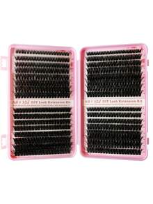 640 pièces Kit de faux cils 4-en-1 avec guide de style et étui de rangement, cils en grappe effilés de 8 à 14 mm, du naturel au volume dramatique, cils sans cruauté faciles à utiliser pour le mariage, le rendez-vous, la fête, les vacances, le travail quotidien, l'école et le maquillage pour événements spéciaux - D - Voir 7