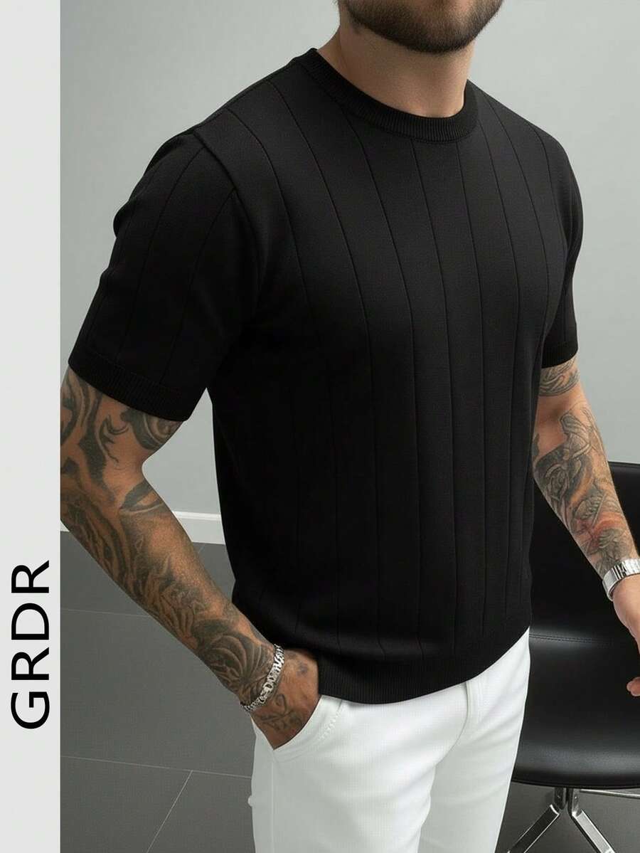 GRDR Áo thun nam tay ngắn cổ tròn, kiểu dáng thời trang, năng động, thích hợp cho mùa hè.