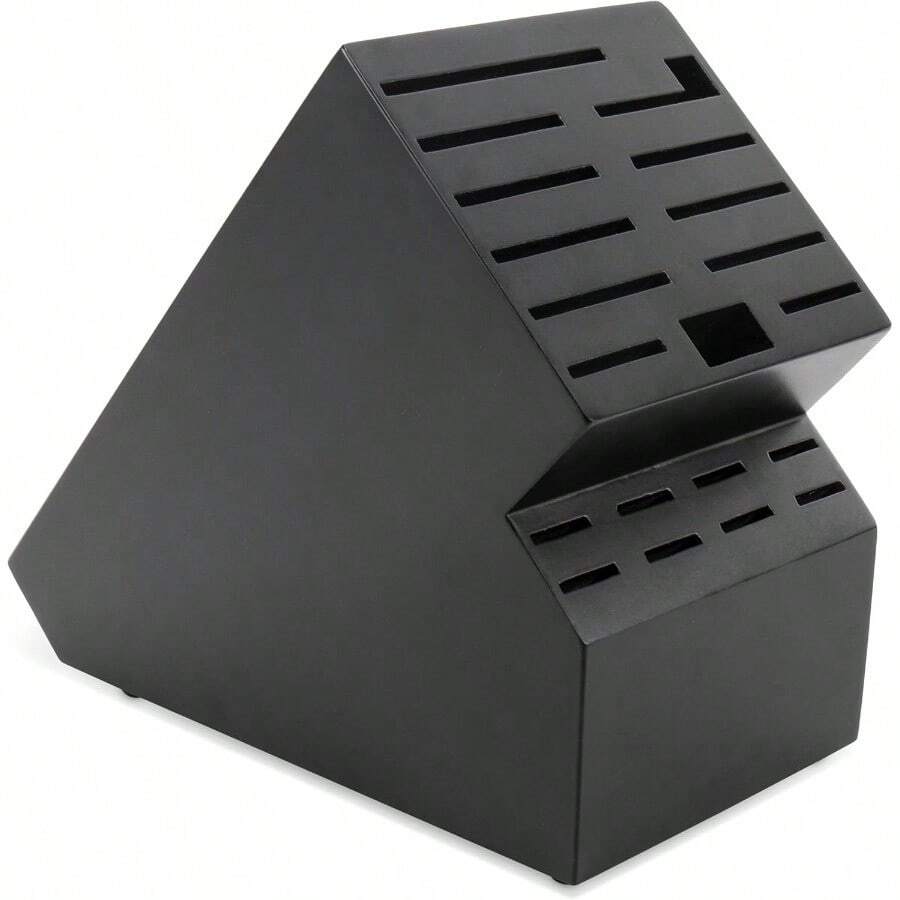 20 Slot Knife Block Storage Without KnivesAcacia Wood Universal Knife Holder For Kitchen Countertop Large Butcher Block Organizer Easy Kitchen Knife Storage Black - Black - View 1