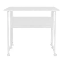 WANLECY Klapptisch, Klapptisch mit Rädern, Kleiner Klapptisch mit Regal, Beistelltisch, Klapptisch für Home Office, Industriedesign, Eiche 80 x 58 x 75 cm - Weiss - Übersicht 7