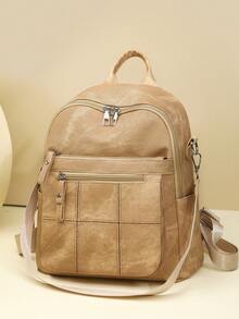 Fashion Women's Backpack, Quilted Large Capacity Backpack, Casual Shoulder Bag, Commuter Bag, Student Backpack, Mommy Bag - Yellow - View 4