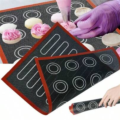 1/2/3/4/5/6pcs Silicone Baking Mat, 12.0x16.0 Inch | Non-Stick, Heat Resistant, Breathable, Multi-Purpose, Suitable For Macarons, Muffins, Cookies | Suitable For Various Holidays