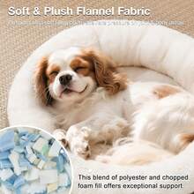 Love's Cabin Round Donut Cat And Dog Cushion Bed, 25in Pet Bed For Small Or Medium Dogs, Anti-Slip & Water-Resistant Bottom, Soft Durable Fabric Pet Beds, Washable Calming Cat & Dog Bed Camel - Brown Stripe - 查看 6