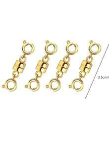 4pcs Magnetic Necklace Clasp & Closure Set, Gold & Silver Spring Ring Chain Extender Necklace Bracelet Magnetic Lock Jewelry Converter - Multicolor - View 9