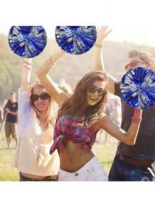 2 piezas de pompones de animadora con cintas, accesorios para actuaciones de danza, accesorios para juegos de baile cuadrado, adecuados para fútbol, baloncesto, fútbol americano y actuaciones deportivas, deportes de equipo, actuaciones de danza y animación