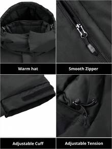 CAMEL CROWN Men's Long Hooded Quilted Down Jacket, Warm & Windproof Casual Outerwear For Winter - Black - View 5