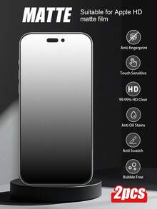 2pcs Ultra-Clear Edgeless Matte Film, Tempered Glass Screen Protector, Full Screen Anti-Fingerprint, Waterproof, Anti-Drop, Compatible With Apple 16e/16/15/14/13/12/11 Pro Max/XR/X/XS Max/7/8 Plus, 17/17 Air/17 Pro/17 Pro Max - Clear - View 18