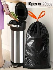 Bolsas de basura negras resistentes con cordón, a prueba de fugas, inodoras, opacas, bolsas de plástico desechables adecuadas para el patio, uso industrial, baño, desechos de alimentos - Multicolor - Ver 3