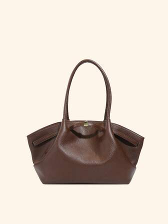 New Solid Color Retro High-End Leather Women's Fashion Shoulder Bag, Crossbody Handbag, Multi-Functional Special Edition, Exquisite And Elegant, Large Capacity, Durable, Lightweight, Versatile For Shopping, Work, Travel, Business, Cosmetic Storage Tote Bag , Office Bag