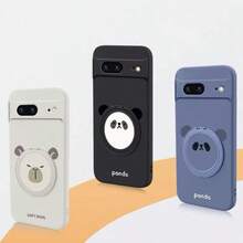 Cute Panda Phone Case With Stand Compatible With Pixel 6, 6 Pro, 7, 7 Pro, 7A, 8, 8 Pro, 8A, 9, 9 Pro, 9A, 10, 10 Pro, Galaxy S21, S22, S23, S24 Plus, S25, 15, 16, 17, 17 Pro Max, 12, 13, 14 - White Capi - View 2