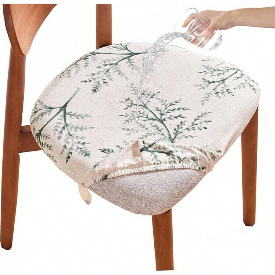 Stretch Non-Slip Soft Washable Dining Chair Covers Set Of 4, Yellow Cushion Slipcovers Kitchen And Dining Room Chairs - 20 - View 1