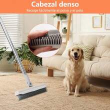 Escoba de Goma Escoba para Pelo de Perro Jalador para Pisos Giratorio 180° Raspar y Barrer con Dientes de Peine Herramienta Multiusos para Limpieza de Suelos y Ventanas Blanco - Blanco - Ver 3