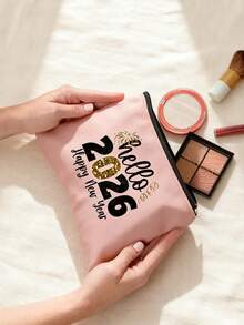 Hello 2026 Happy New Year Graphic With Golden Number 2026 Themed Cosmetic Bag Cosmetic Organizer,Toiletry Bag, Clutch Bag, Lightweight Foldable Storage Bag, Simple Shopping Bag,Desk Organiser,Clutch Travel Toiletry Organizer Bag,Suitable, For Women's Cosmetics Storage, Suitable For Personal Travel Cosmetics Storage - Multicolor - View 9