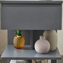SoBuy Set Of 2 Narrow Bedside Tables, Nightstands With 1 Drawer And 2 Shelves, Modern Side Table, Storage Cabinet For The Bedroom, Bedside Table W39 X D39 X H65 Cm Grey FBT49-HGx2 - Light Grey - View 12