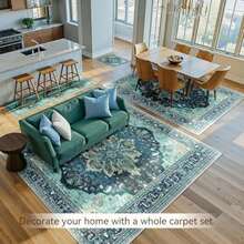 Area Rugs 6'x9' Washable Non-Slip, Floral Vintage Distress Print Pattern Medallion Carpet For Living Room Bedroom Dining Room, Brick Red Rust Neutral Brown Burnt Orange Green(Teal 10' X 14' (Rectangular)) - 彩色 - 查看 4