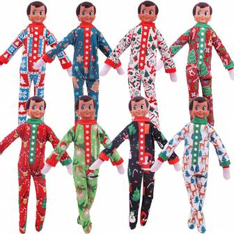30cm Pijama de Duende Navideño para Muñeca, Accesorios de Ropa de Muñeca