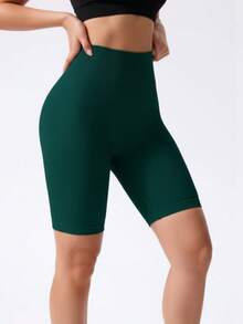 Seamless High-Elastic Women's Sports Shorts,Soft And Comfortable Fitness Running Shorts,Tuck In The Abdomen And Lift The Buttocks For Women Leggings,Multi-Color Options(Black/Blue/Green/Apricot/Hot Pink) - 綠色 - 查看 4