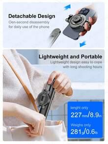 TOKQI 51.18 Inch/130cm Magnetic Telescopic Phone Holder With Tripod & Wireless Bluetooth Remote Control, Portable Selfie Stick For IOS And Android Phones, Suitable For Travel, Live Streaming, Vlogging, Family Gatherings, Parties, Outdoor Activities, Interviews