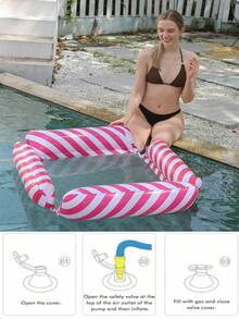1pc Adult Inflatable Pool Hammock, Summer Swimming Pool & Beach Party Accessory, Ideal For Pool Vacation & Relaxation, Pool Inflatable, Beach Essentials, Pool Float - Multicolor - View 9