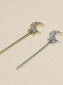 Retro Chinese Style Women's Hair Clip, Romantic Moonstone Moon Hair Accessory, Bun Extension, Hair Styling Pins - Multicolor - View 3