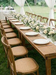 6.5ft Artificial Eucalyptus Garland With White Roses & Green Foliage - Elegant Faux Floral Greenery Vine For Wedding Table Centerpieces, Party Decor, And Valentine's Day Room Accents, Romantic Table Setting | Romantic Atmosphere Enhancer | Realistic Leaf Design, Flower Decorations - One Size - View 10