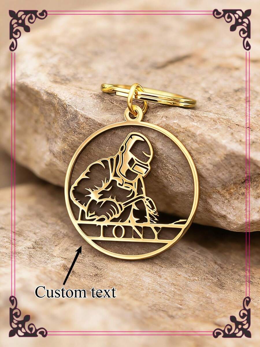 Customized Welding Machine Name Keychain, Number Keychain, Nameplate Keychain Gift, Ideal Choice For Exquisite Gifts, Elegant, Charming, Shiny Accessory, Creative Gift, Personalized Design Suitable For Daily Use - Multicolor - View 1