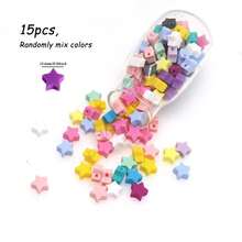 15pcs, Silicone Focal Beads In The Shape Of Stars And Hearts, Mixed In Multiple Colors, Suitable For DIY Jewelry Bracelet Making And Decorative Accessories Such As Earrings And Necklaces - Multicolor - View 2