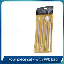 "3/4/5/6-Piece Silver Dental Care Tool Set - Sleek Stainless Steel Design With Precision Curved Tips & Mouth Mirror, Professional Oral Hygiene Kit For Home Use, Dental Cleanings & Daily Oral Care Routines"