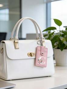 1pc PU Leather Minimalist Card Holder With Keychain, Floral & Alphabet A-Z Print, 2 Card Slots & 1 Transparent Front Pocket, Portable Wallet, Suitable For Business Cards, Credit Cards, ID Cards, Metro Cards, Can Be Hung On Backpacks Or Handbags, Great Gift For Birthday, Valentine's Day, New Year - Multicolor - View 6