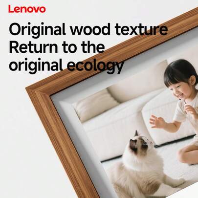  10.1-Inch Lenovo Digital Photo Frame With 800*1280 60FPS IPS Touchscreen, 32GB Built-In Storage Expandable To 128GB, Supports Automatic Horizontal And Vertical Screen Rotation, Natural Wood Grain Frame