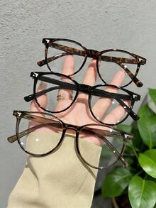 3 piezas Gafas con adorno de cristales de imitación en forma oval, material de PC, ligero, estilo Y2K, adecuado para uso diario en la oficina, ir y venir, vuelta al colegio, juegos, fiestas, campus - A - Ver 8