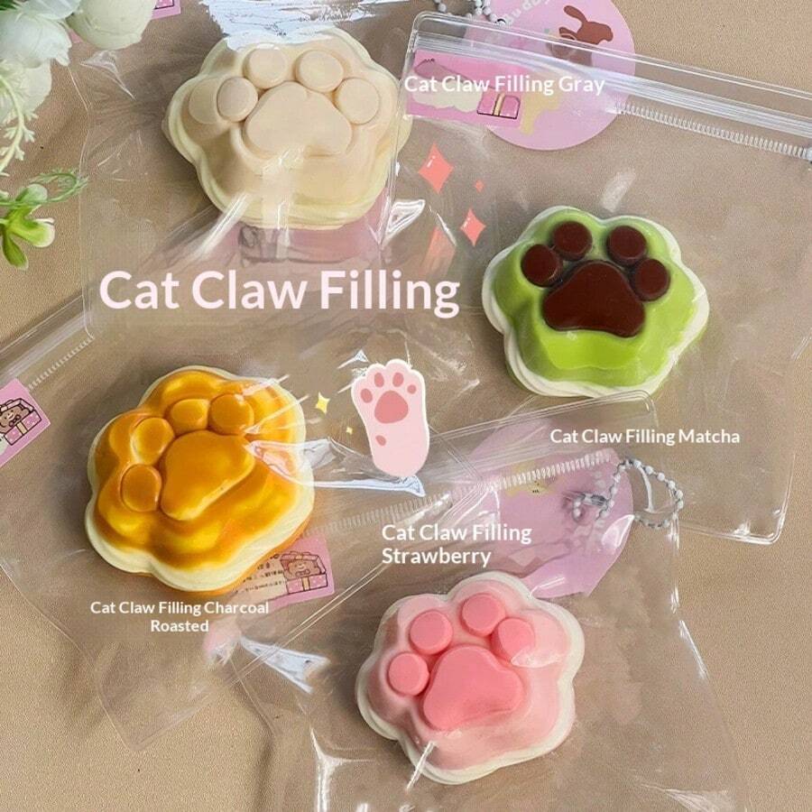 2025新款奶油橡皮泥挤压玩具猫爪三明治系列硅胶减压玩具（配件包装随机） - 完美礼物 - 生日礼物 - 节日礼物 - 圣诞礼物