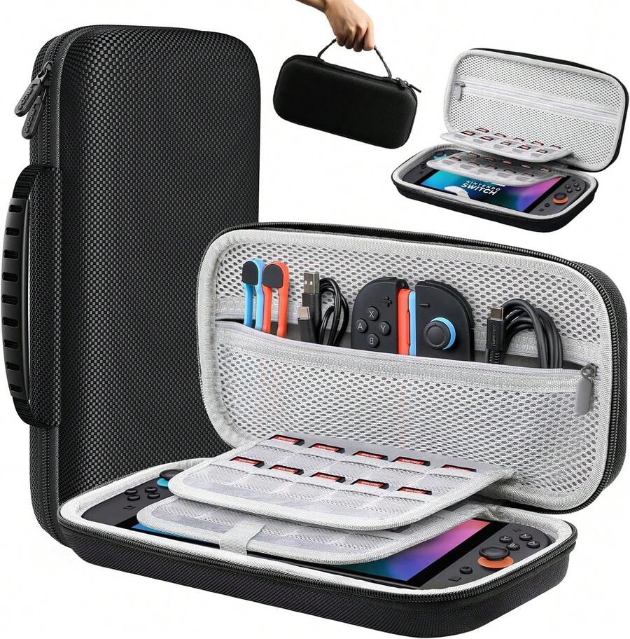 Lmcpa Carrying Case For Nintendo Switch 2 (2025) 7.9 Inch, Protective Hard Shell Portable Switch Travel Case, Lightweight And Large Capacity, Accessories For Switch 2, Black - Black - View 1